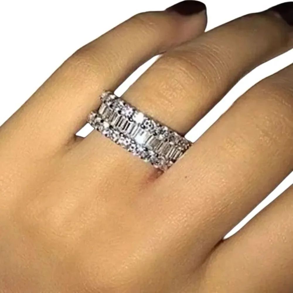 The Mistress Classic 925 Silver White Sapphire band ring sz 8
